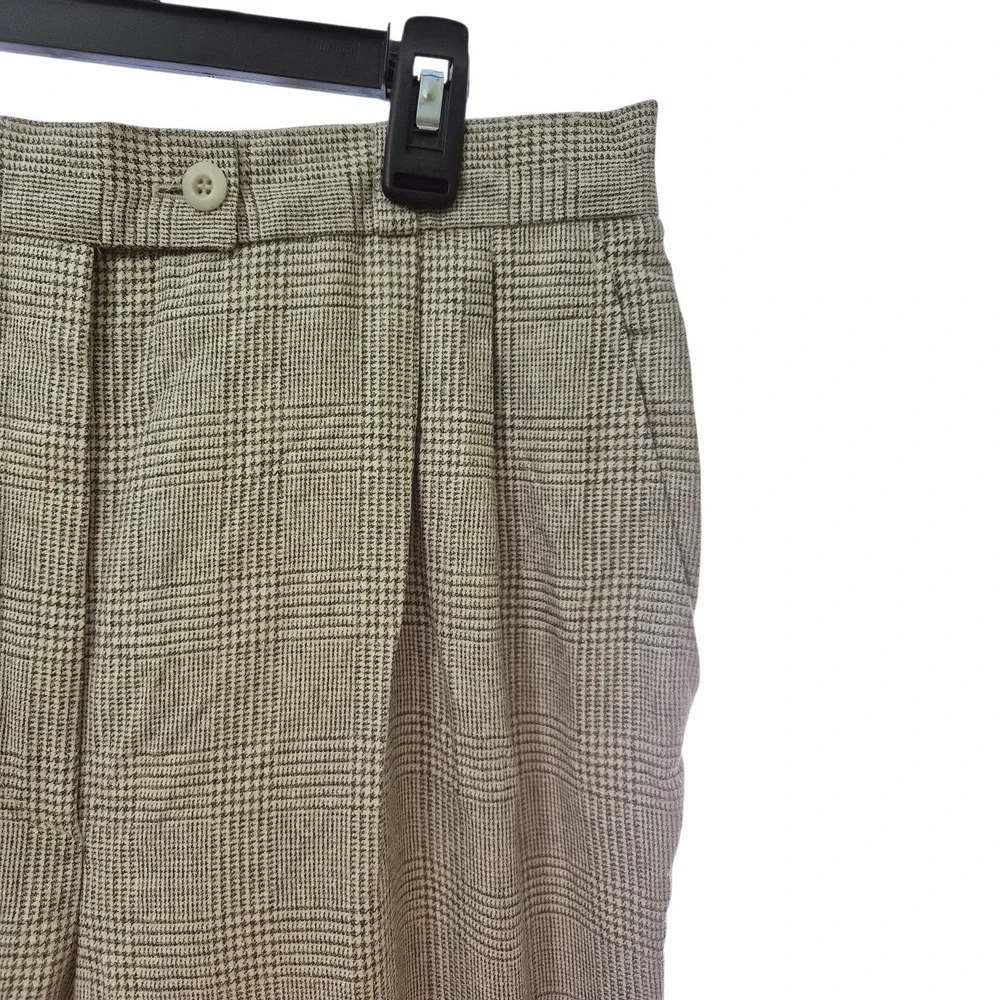 Bernard Zins Paris Saks Fifth Avenue Silk Wool Plaid Pants Made in France Size12